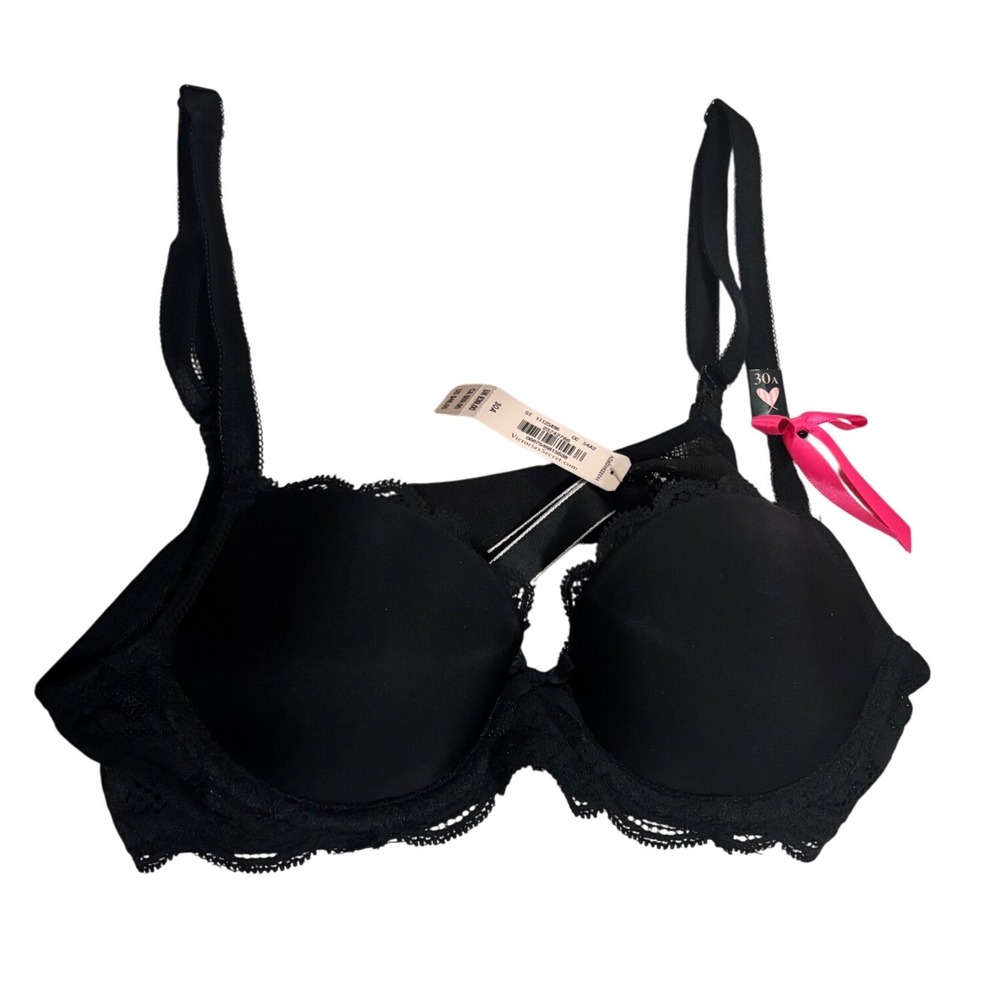 Victoria's Secret Demi Bra Women 30A Black Dream Angels Lace Lined Underwire